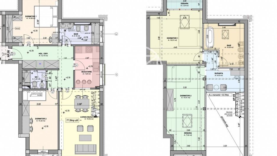 Penthouse 5 camere, finisat la alb, intabulat (YND-13B-Mo-ap.9) - Poză 2