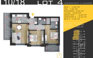 3 camere decomandat Titan Pallady  Metrou Nicolae Teclu - Schiță 1