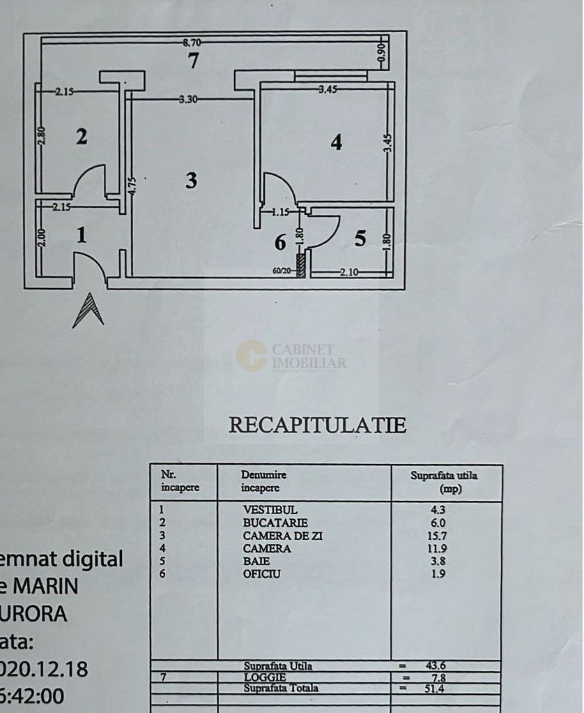 2 Camere - 52 MP | Etaj Intermediar | Reabilitat | Obor - Schiță 8