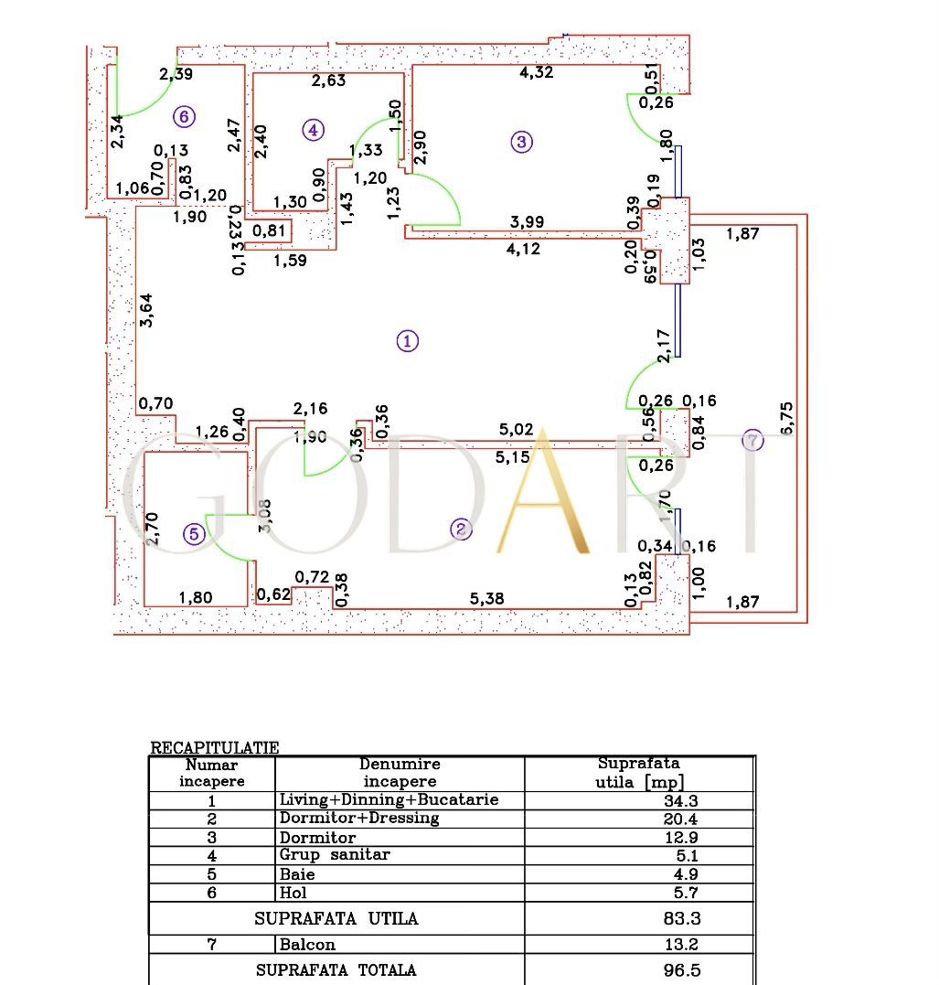 Apartament exclusivist | 3 camere | 96.5 mp |Cortina 126 - Poză 21