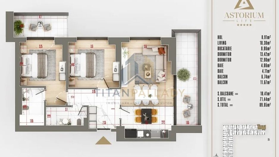 Apartament 3Camere ,90 mp ,Spațios, Modern & Premium  Astorium Pallady - Poză 6