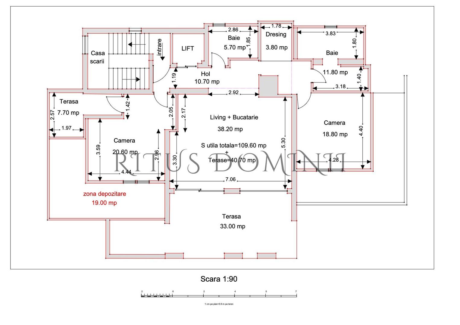 Penthouse Ultracentral cu 3 camere, Piata Unirii, 150.30mp - Schiță 1