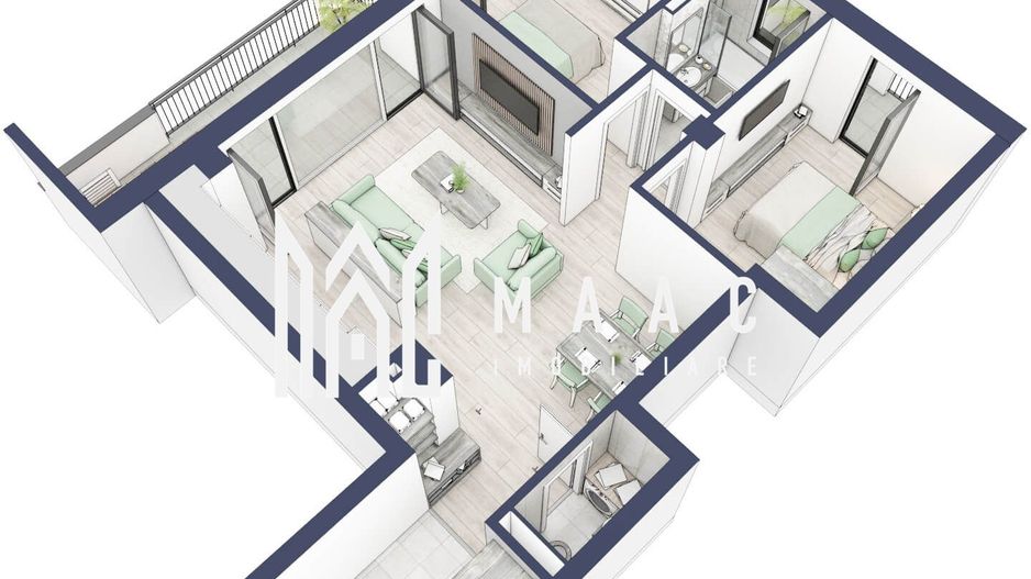 Apartament 3 camere | Balcoane 15.1 mp | Etaj II | Turnisor - Poză 5