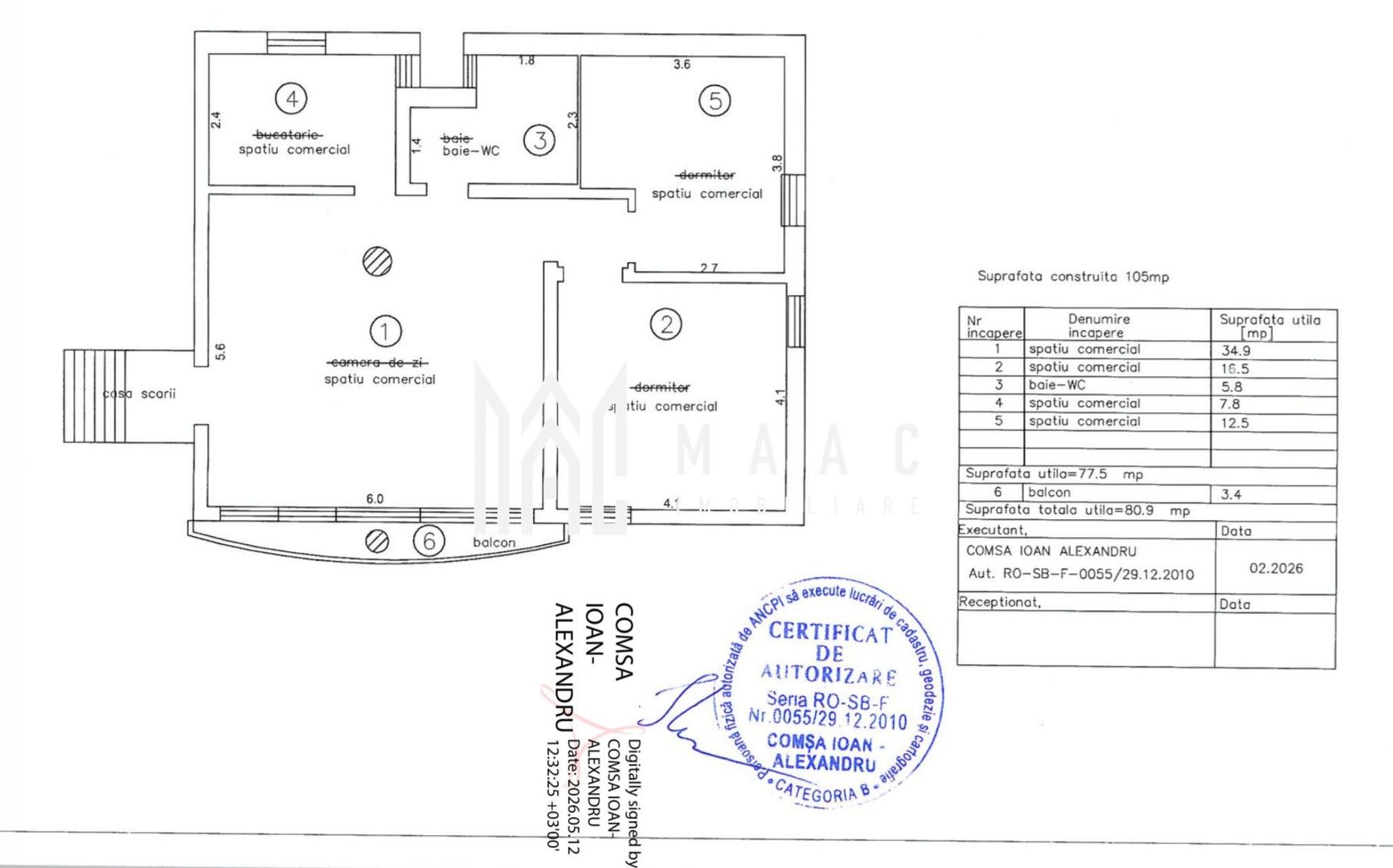 Spatiu comercial/ birouri | Etaj 1 | 80MP | Sub Arini - Schiță 2