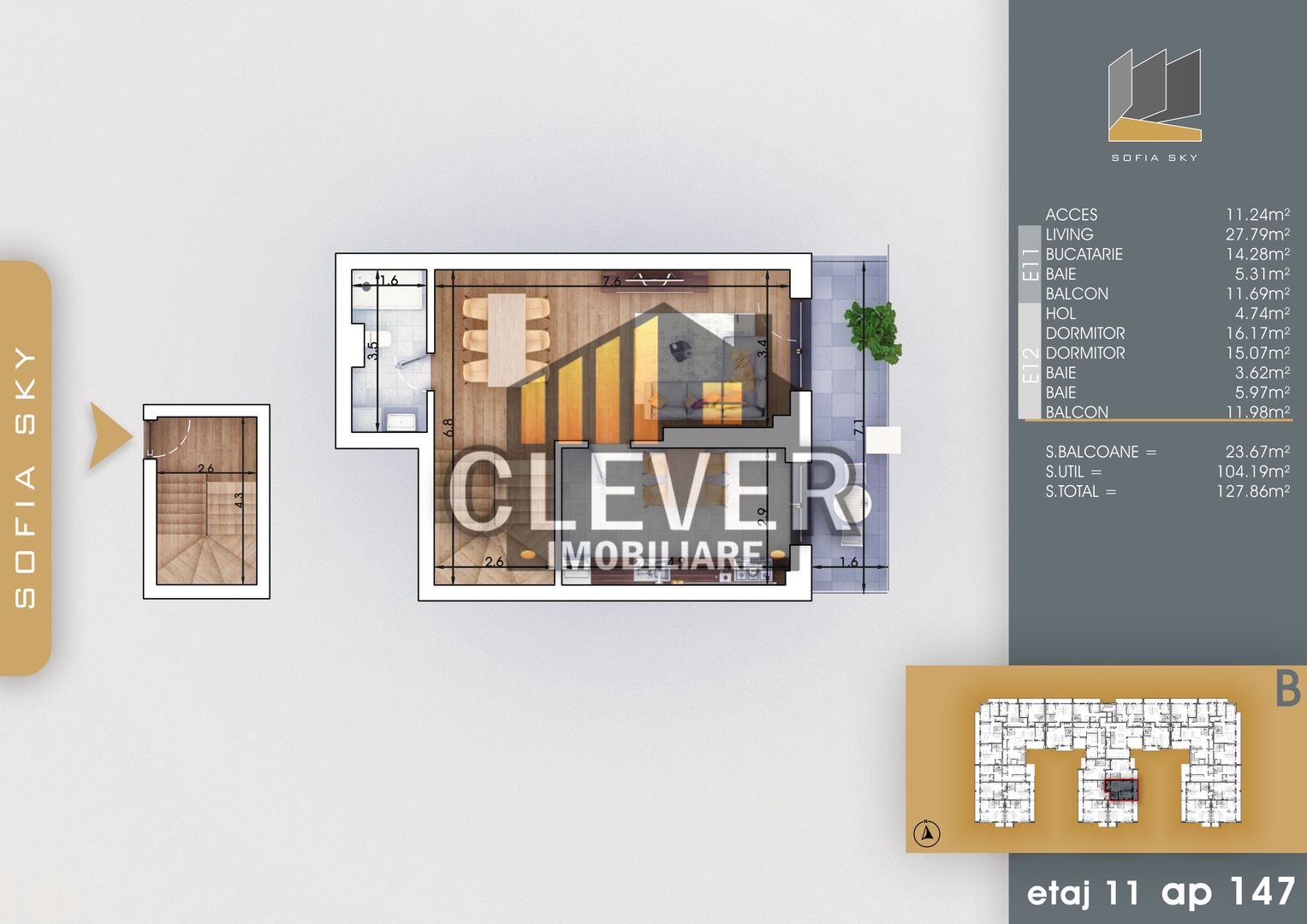 Apartament Dupex 3 camere, Comision 0%, Metrou Teclu - Schiță 8