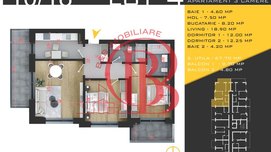 3 camere decomandat Titan Pallady  Metrou Nicolae Teclu - Schiță 1