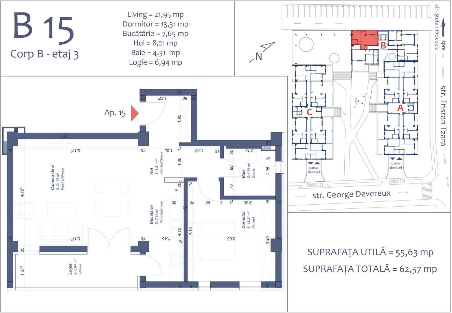 Apart. cu 2 camere, parcare subterana , Aradului - Schiță 20
