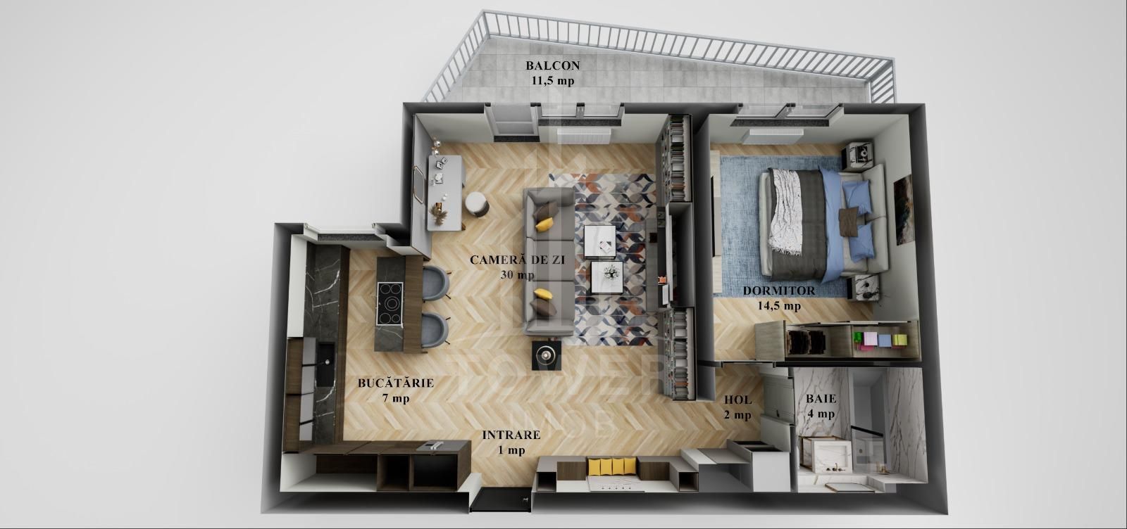 Apartament de 2 camere, 60 mp utili + terasă de 12 mp – Hipodrom 3 - Poză 7