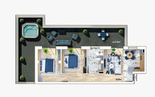 Apartament 3 camere de vânzare, 54 mp utili, terasă 47mp, Apahida. - Poză 1