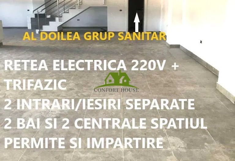 Spatiu comercial nou amenajat 2 intrari/2bai/2centrale/PVC tripan - Poză 12