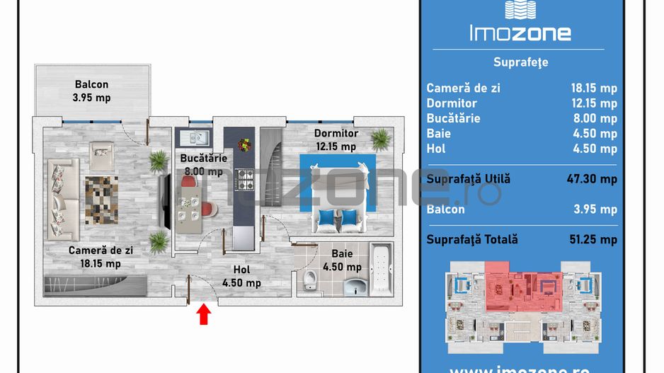 Valea Oltului, bloc nou, 2023, 2 camere, decomandat, etaj 2/3, 51 mp - Poză 4