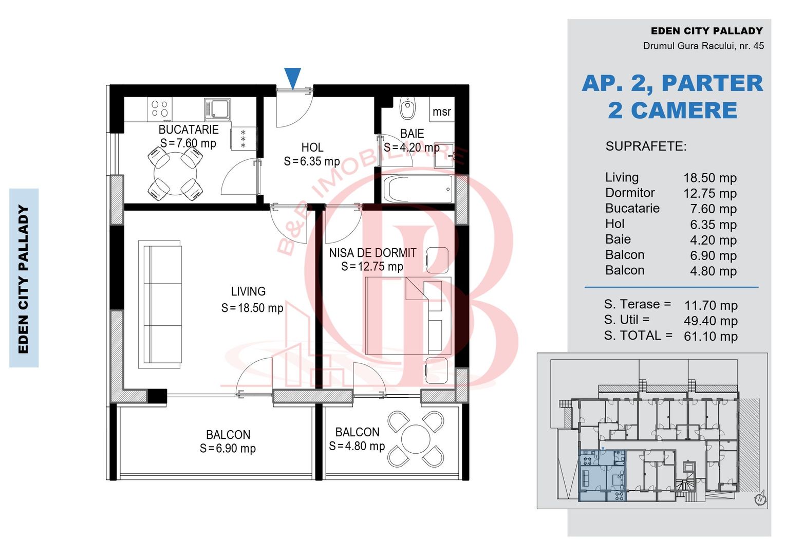 Apartament 2 camere Pallady Metrou Nicolae Teclu - Schiță 7
