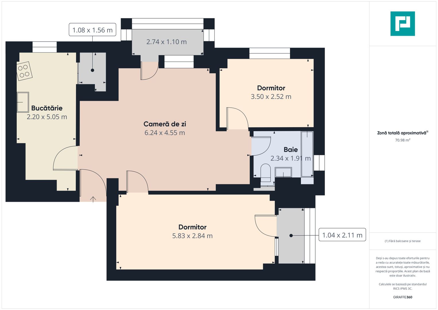 Apartament ultramodern, 3 camere  Malul Mureșului - Schiță 3