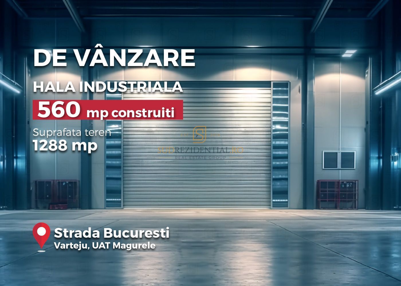 Hală industrială modernă de vânzare – 560 mp construiți | Teren 1.288 - Poză 1