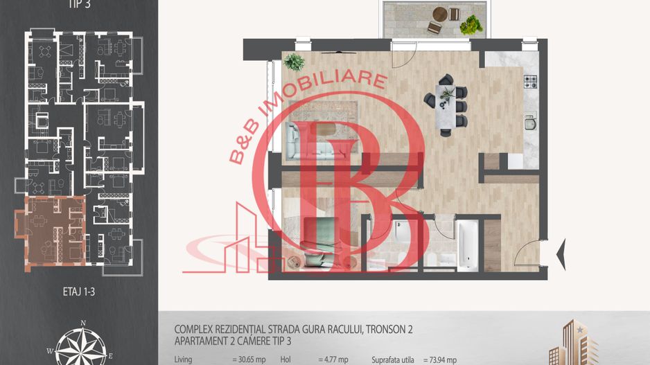 2 camere  2 bai -700 metri de Metrou Nicolae Teclu - Schiță 12