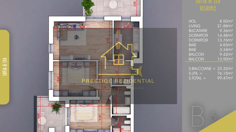3 camere cu TERASA ,BONUS Parcare, Metrou N Teclu,Pallady - Poză 1