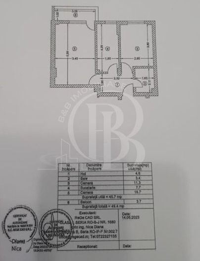 Apartament decomandat 2 camere Sector 3 Titan-Th. Pallady - Schiță 13