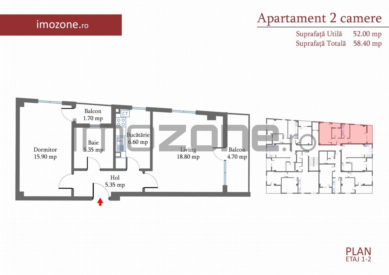 Apartament 2 camere, 57 mp, decomandat, etaj 1/4, MILITARI Pacii, COMISION 0% - Schiță 6