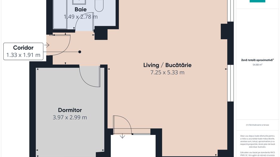 Apartament 2 camere | 55mp | Etaj 2 | Torontalului - Poză 9