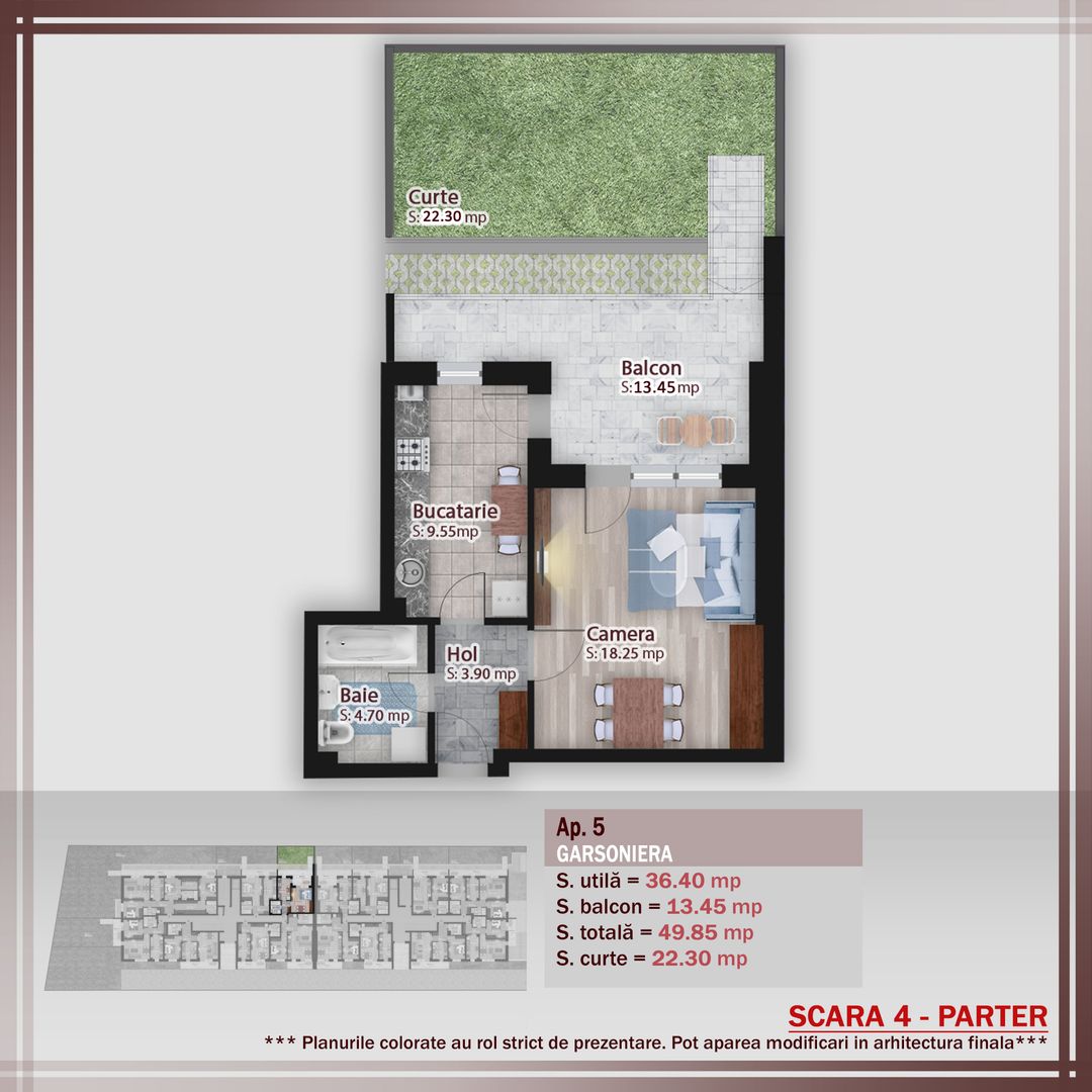 Garsoniera cu gradina -oferta lansare proiect Pallady - Schiță 6