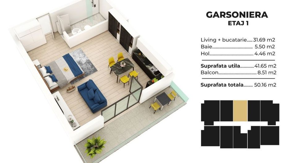 Studio spatios la cheie Sea Breeze Residence II Mamaia Nord - Poză 4