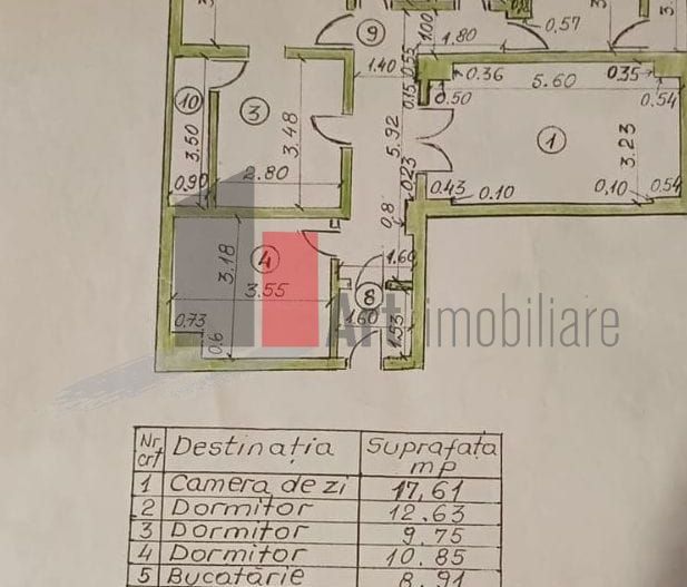 Apartament de vanzare 4 camere transformat in 3 camere Dristor -Ramnicu Sarat - Schiță 8