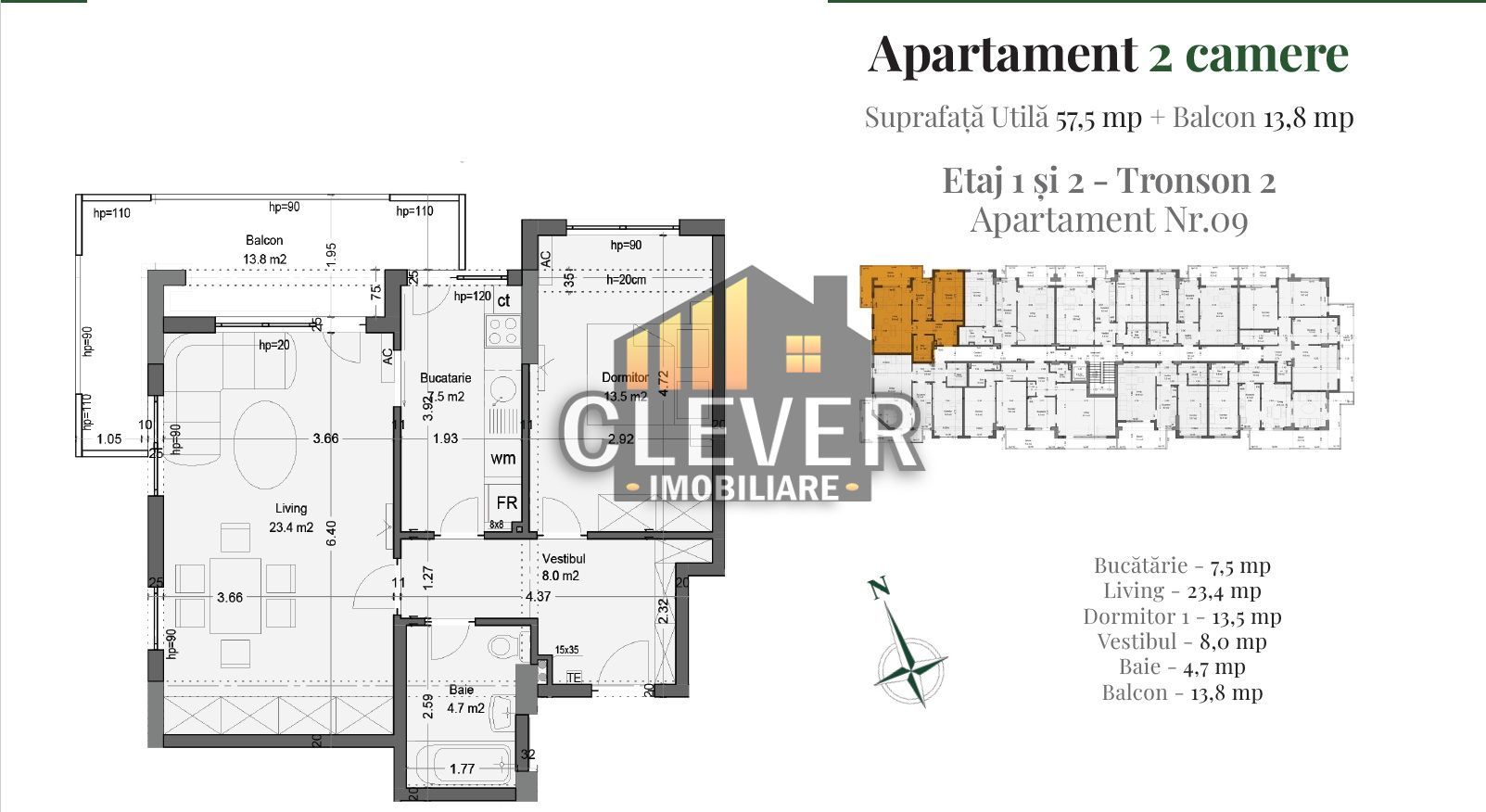 2 camere spațios Pallady, compartimentare excelentă - Schiță 15