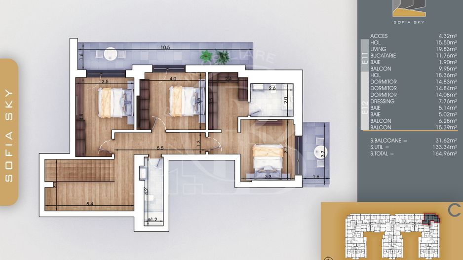 Finalizat-Mutare Rapida la 7min Metrou Duplex 4 camere cu 3 bai - Schiță 3