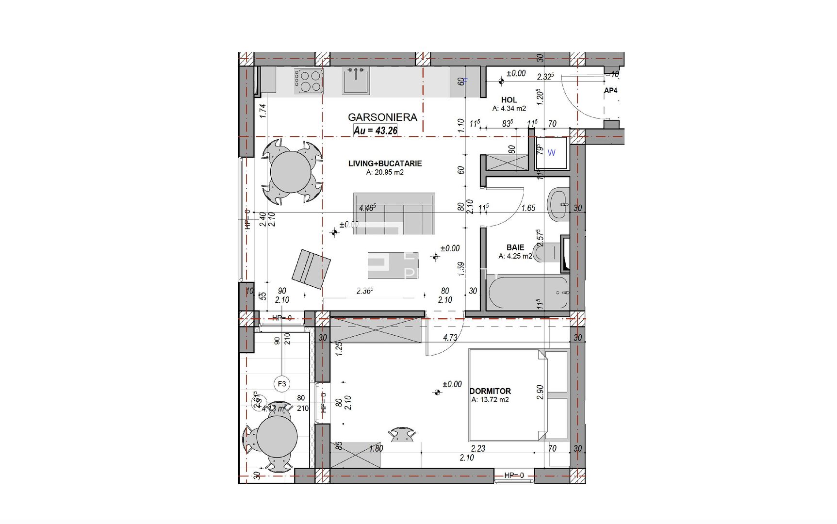 Apartament 2 camere–46 mp -priveliște superbă -DaVinci, Cristian - Schiță 7