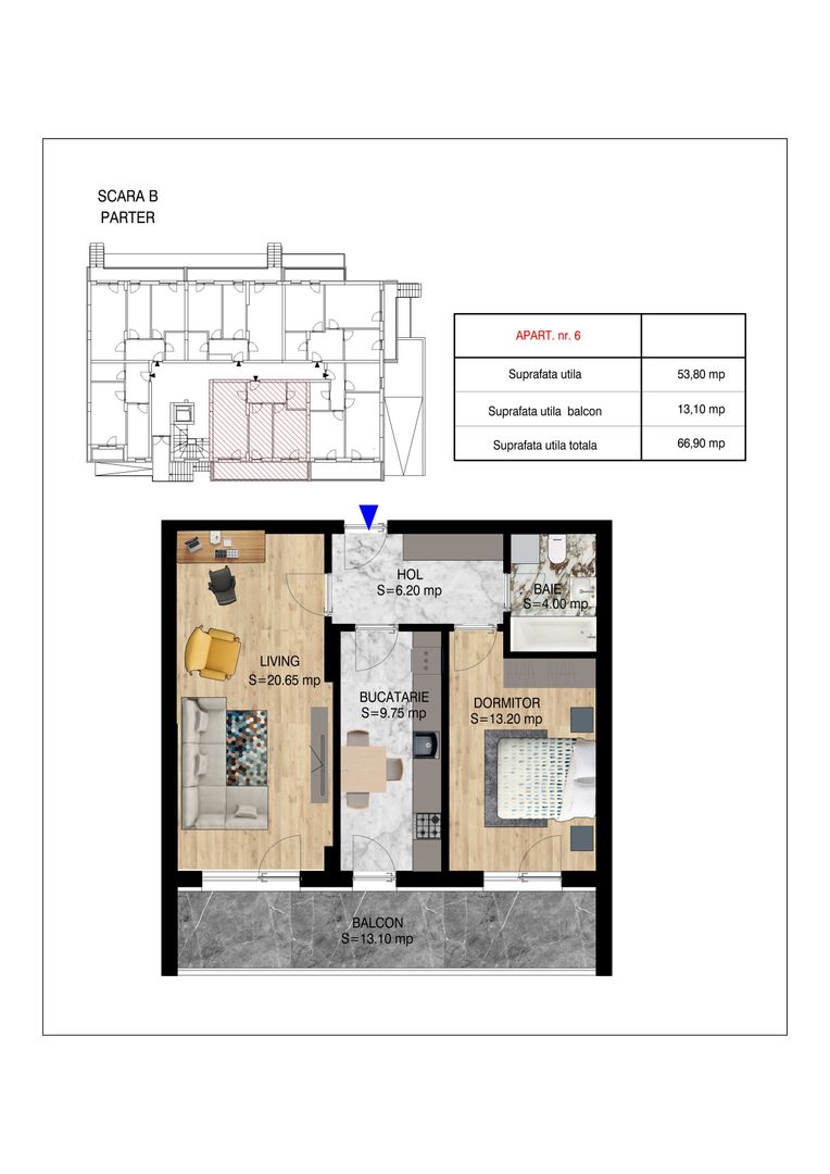 2 camere decomandat   Pallady Metrou Nicolae Teclu - Schiță 10