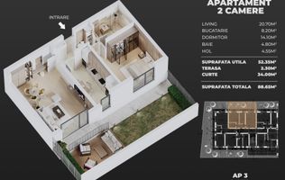2cam.dec+curte+parcare, semicentral Popesti-Leordeni