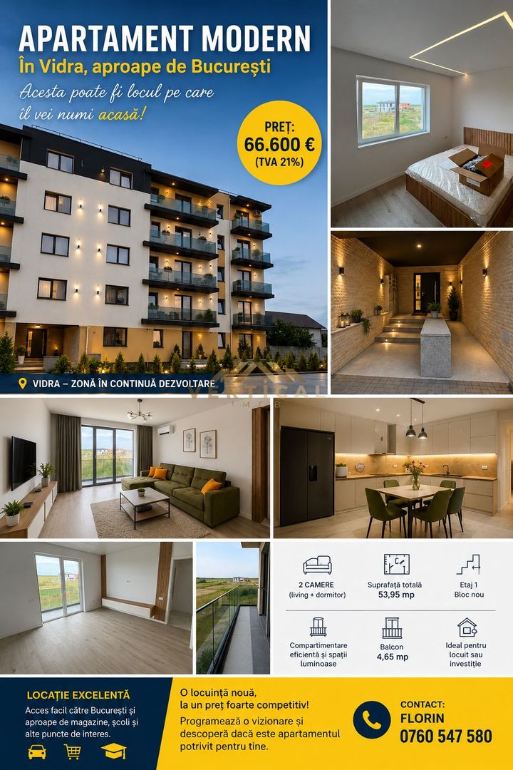 🏡 Apartament modern cu 2 camere, aproape de București - Poză 1