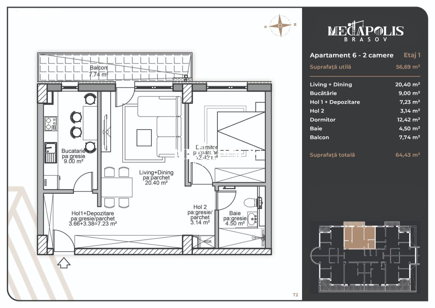 Apartament 2 camere | Coresi | Platǎ Tranșe | Credit - Poză 3