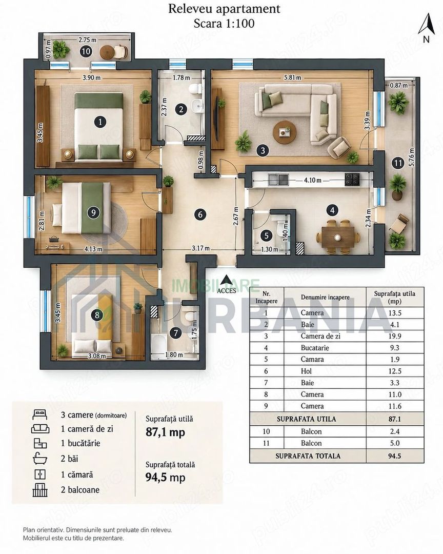 Apartament 4 camere, 94,5 mp, Lunca Cetatuii - 131.000 EUR - Poză 9