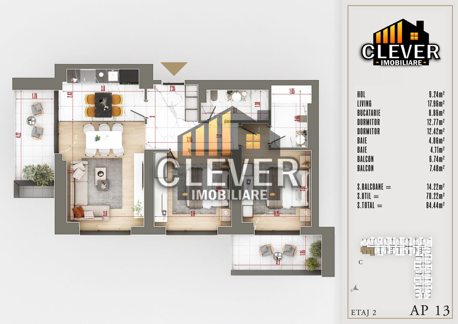 Apartament Premium 3 Camere Suprafata Generoasa Th. Pallady - Poză 1