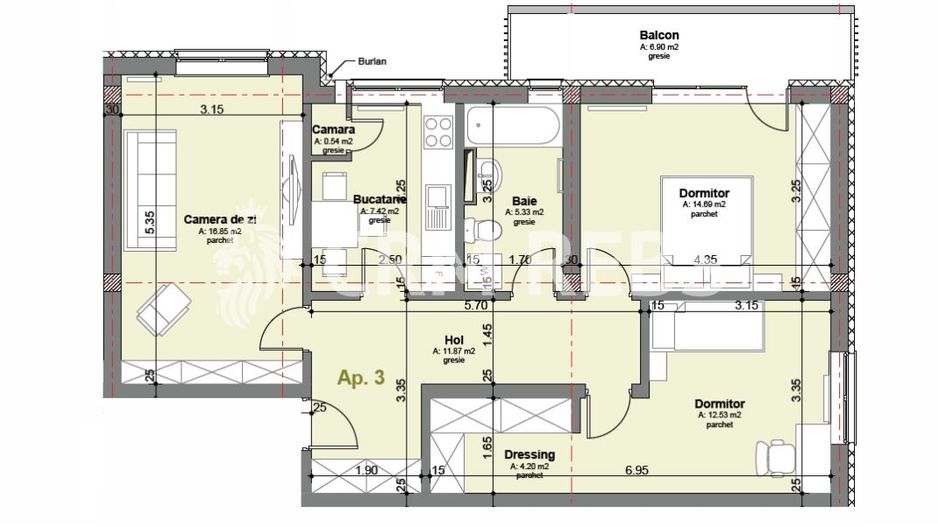 Apartament renovat de vanzare in Zorilor - Schiță 11