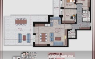 AP. 4CAM. IN BLOC P+3 PREMIUM. TERASA 51MP/ PALLADY - PRET PROMO! - Poză 1