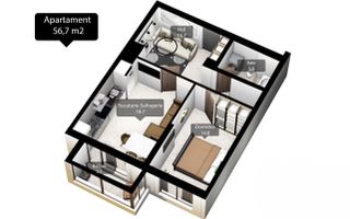 Vânzare, apartament, 1 cameră, strada Iazului, Poșta Veche. - Schiță 2