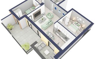 Apartament 3 camere | Balcon 22.2 mp | Etaj 3 | Turnisor - Poză 3