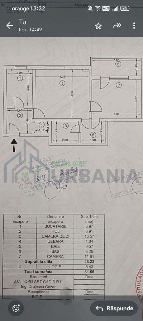 # vând apartament 2 cam zonå Centrala et 1/10 farā risc - Poză 1