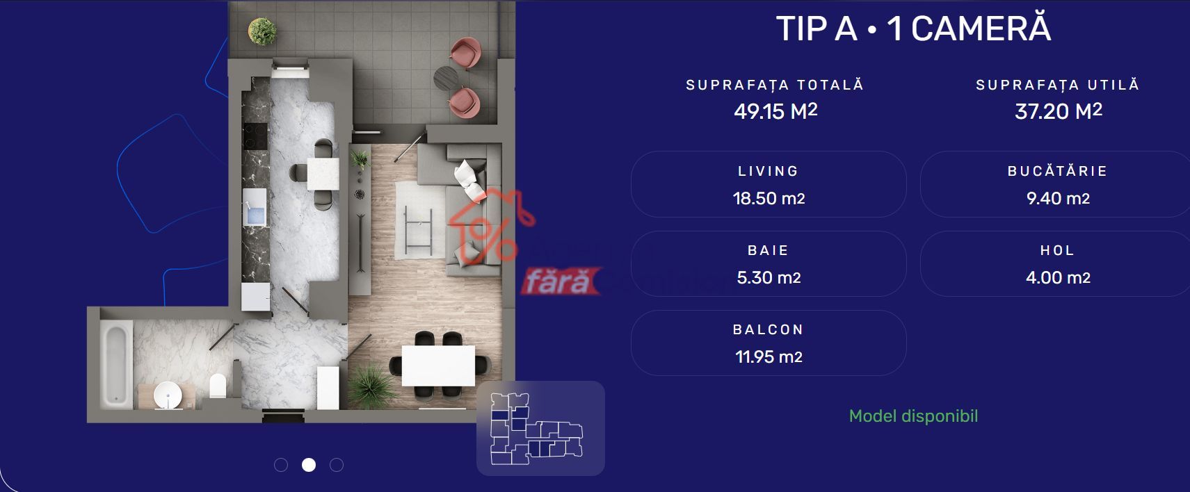 Apartament 1 Cam, 49.15mp - Poză 1
