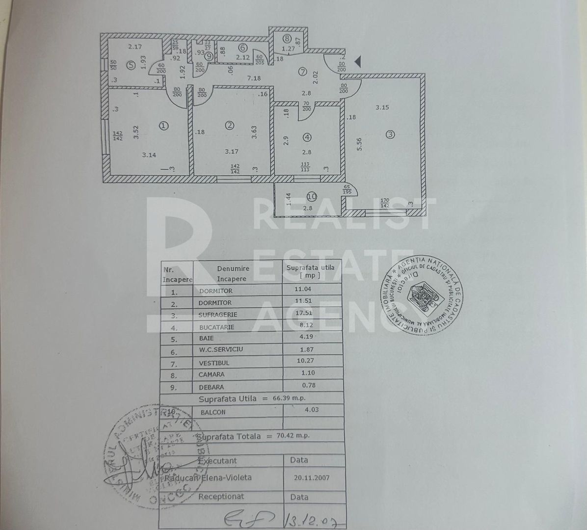 Vânzare, apartament, 3 camere, etaj 1, Str. Cristea Mateescu - Schiță 20