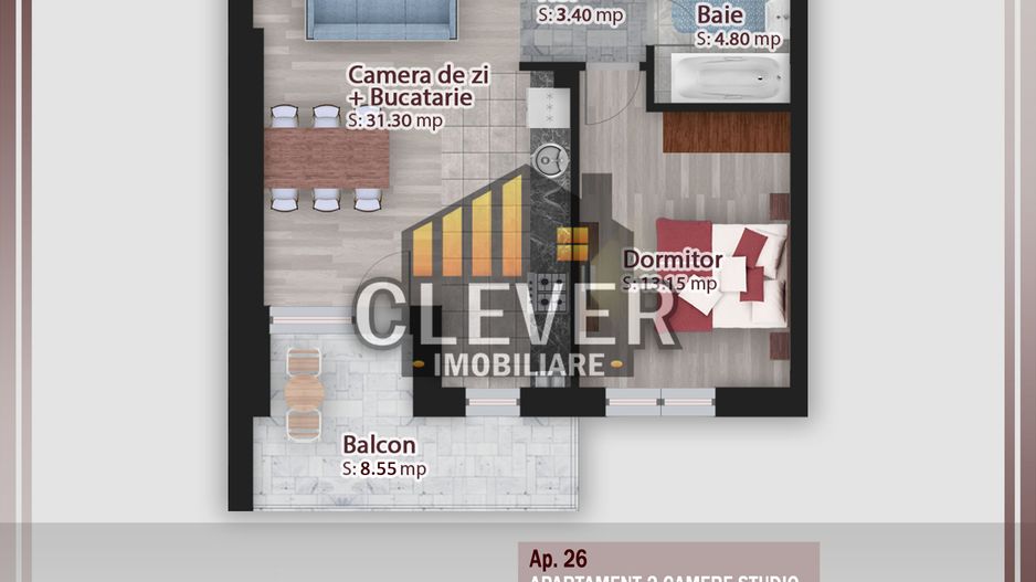 Studio 2 cam spatios 61 mp total, Comision 0% - zona Pallady - Schiță 14