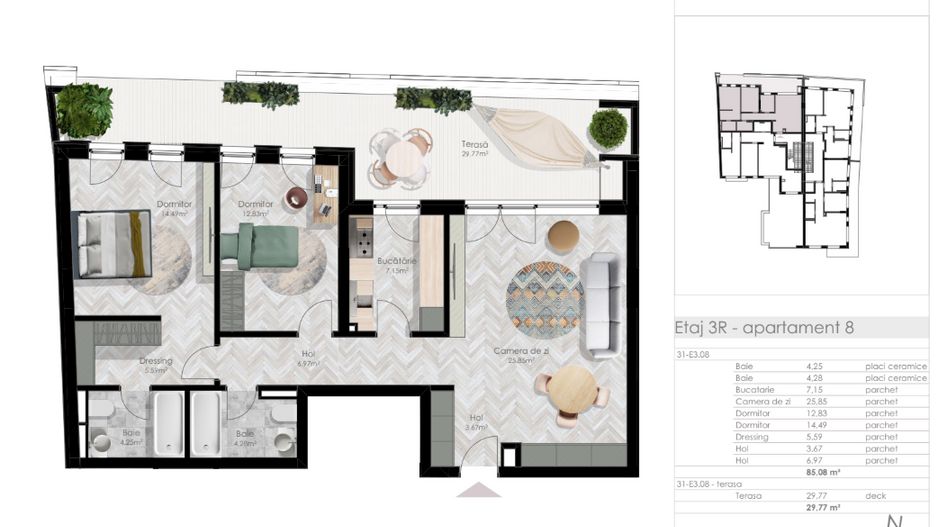 3 camere Clinicilor | terasa 30 mp| vedere spre Parcul Central | Comision 0% - Poză 3