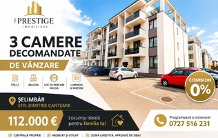 APARTAMENT 3 CAMERE DE VÂNZARE | ȘELIMBĂR | ETAJ 2 | BALCON | PARCARE