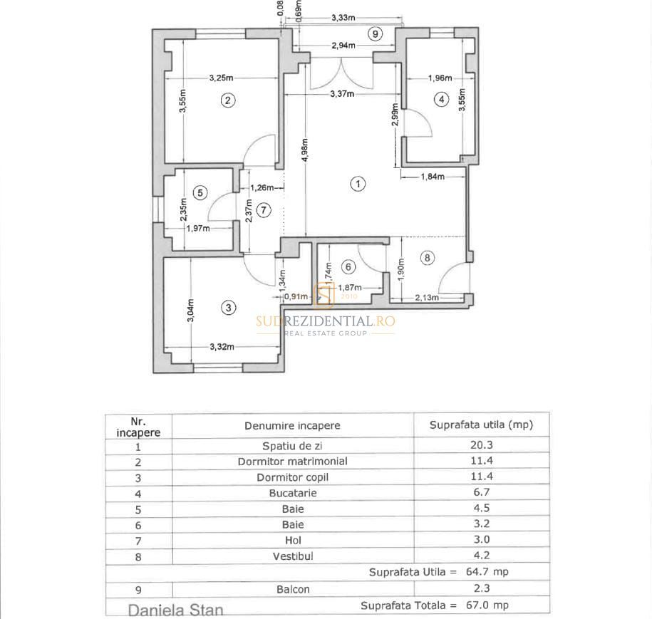 Apartament cu 3 camere de inchiriat, loc de parcare, zona Brancoveanu - Schiță 13