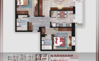 Apartament 3 camere   Titan Pallady Metrou Nicolae Teclu - Schiță 13