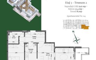 Apartament 2 camere | Rooftop Privat | Pallady Metrou Teclu - Schiță 2