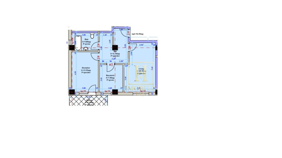 NOU! Ap. 2 camere, Dec., 62mp, et 1, 90000euro cu TVA inclus - Poză 6