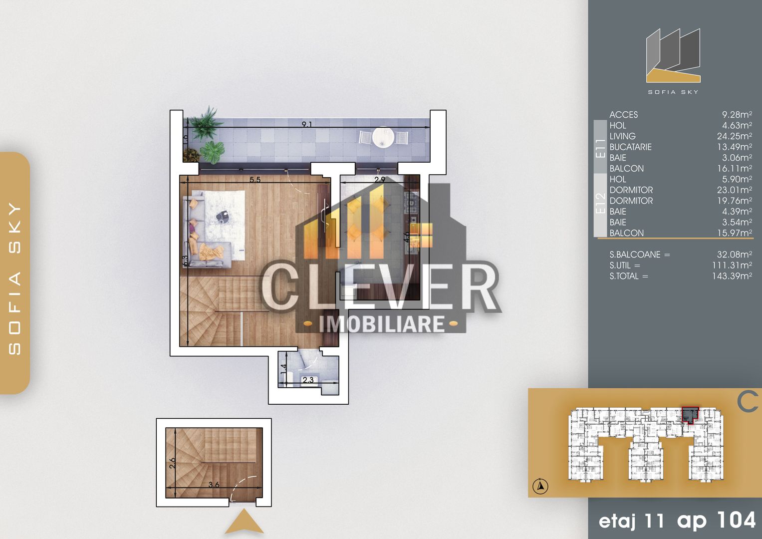 Apartament 3 camere tip Duplex, Pallady - 700m Metrou Teclu - Schiță 3